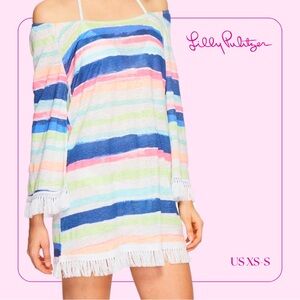 Lilly Pulitzer 100% Linen Swim Cover-Up Cats Meow Stripe in Size XS (fits S too)